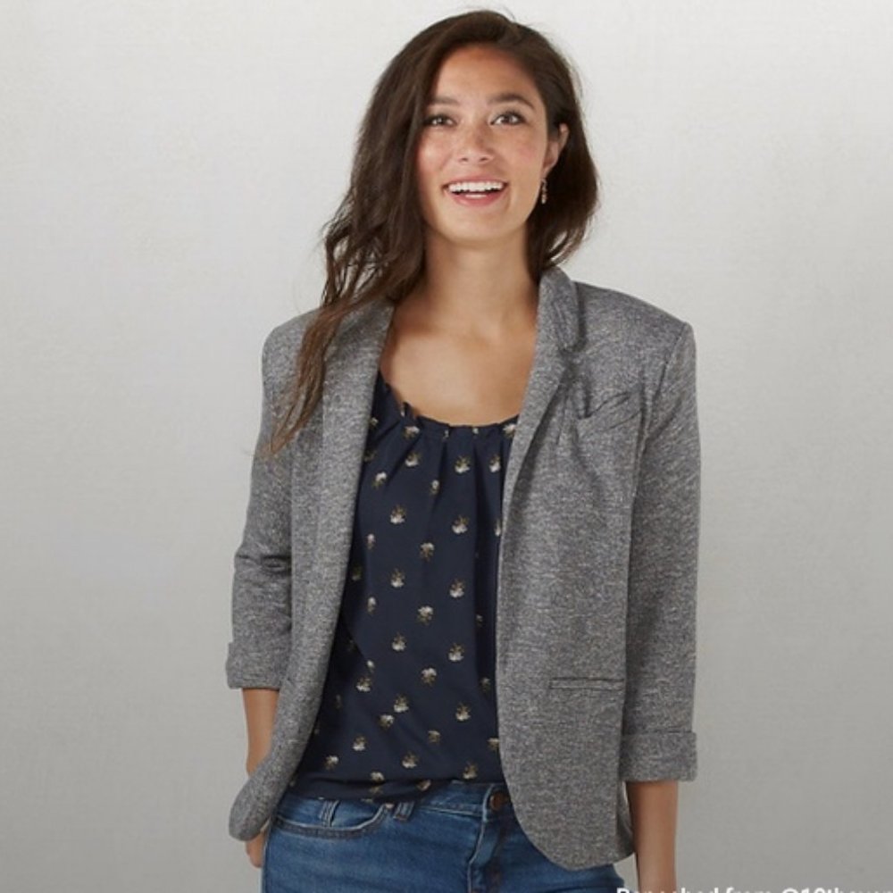 Lauren Conrad Gray Stretchy Cotton Blazer